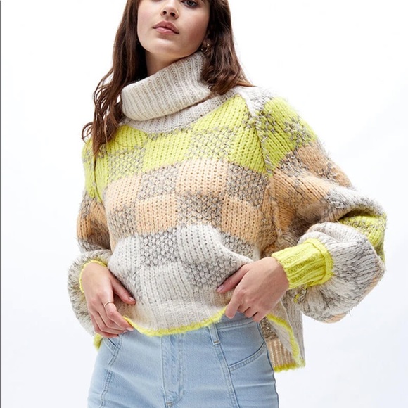 Free People Check Me Out Sweater In Macaroon Combo XL - Picture 2 of 5